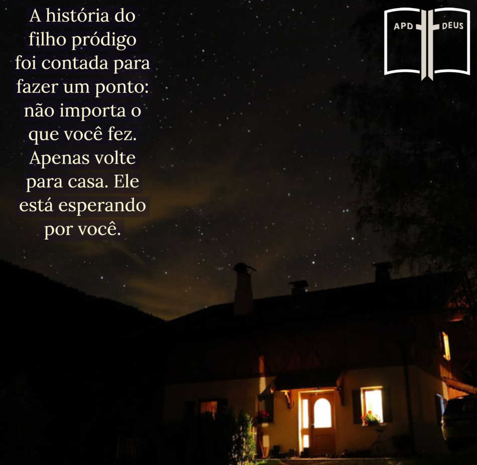 Você sempre pode voltar para Deus. Não há nada que você tem feito que mudou de idéia.
#ehoradevoltar #apalavradedeus #Prodigovoltaparacasa É uma noite escura com uma casa bem iluminada recebendo todos os que estão do lado de fora para entrar, assim como Deus é nosso santuário na escuridão da vida.