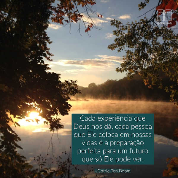 Deus não desperdiça nenhuma experiência da qual Ele nos livra. Algum dia essa experiência ajudará alguém a passar pela mesma coisa. #apdd #apalavradedeus #historiacomdeus Um lago calmo ao pôr do sol, lembrando-nos que cada experiência que Deus nos dá, cada pessoa que Ele coloca em nossas vidas é a preparação perfeita para um futuro que só Ele pode ver.